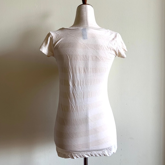 URBAN OUTFITTERS Striped tee Small Tonal Oatmeal Striped Tissue-style top Sheer - Picture 4 of 8
